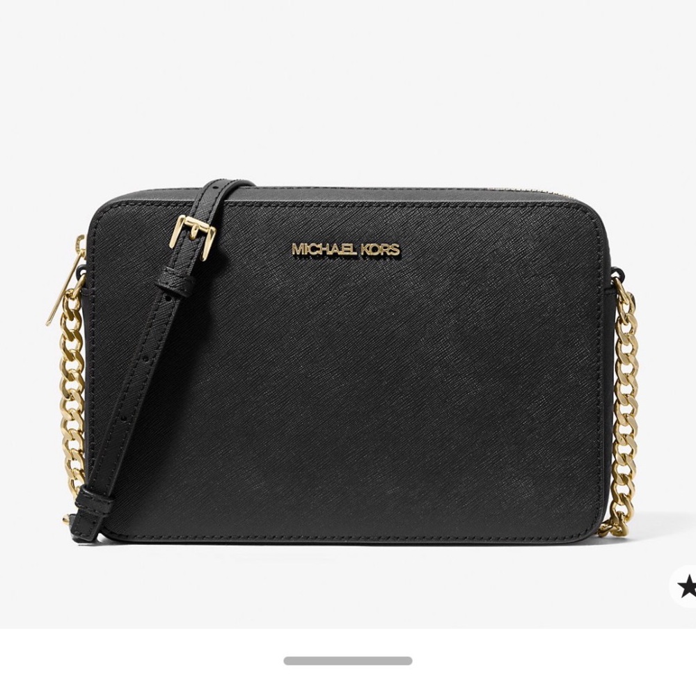 Michael Kors Jet Set Large Saffiano Leather Crossbody Bag Black